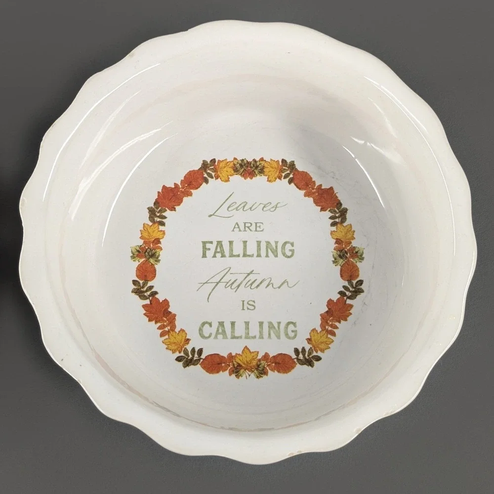 Royal Norfolk Stoneware Fall Ramekin Set 2 White 5in Autumn Harvest Bowls